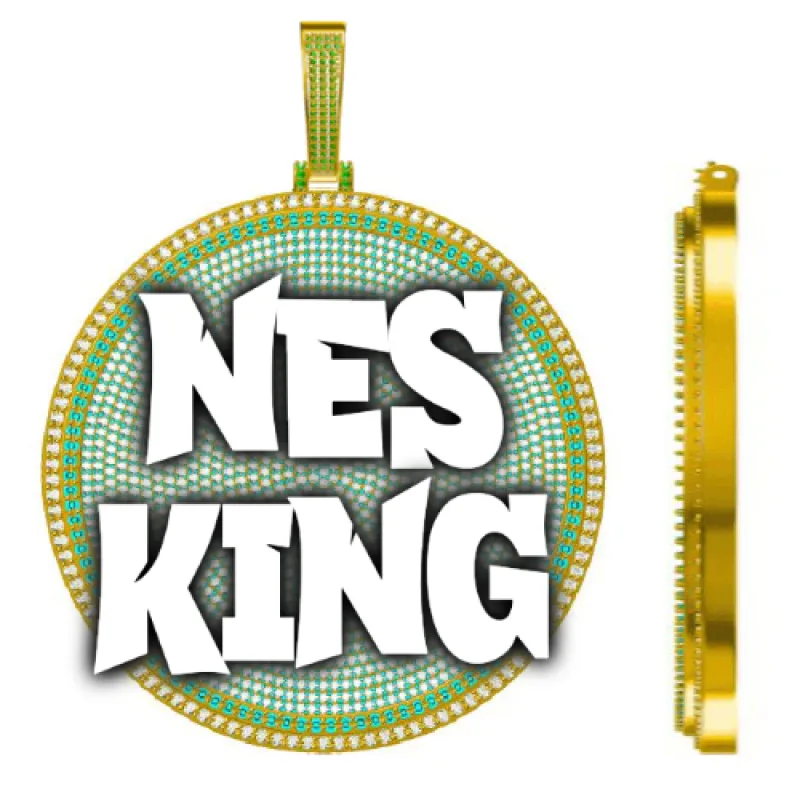 CUSTOM LETTER NECKLACE 3D BIG DISC sold by The GUU Shop