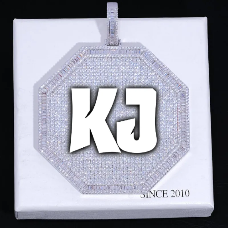 CUSTOM LETTER NECKLACE 3D BIG OCTAGON sold by The GUU Shop