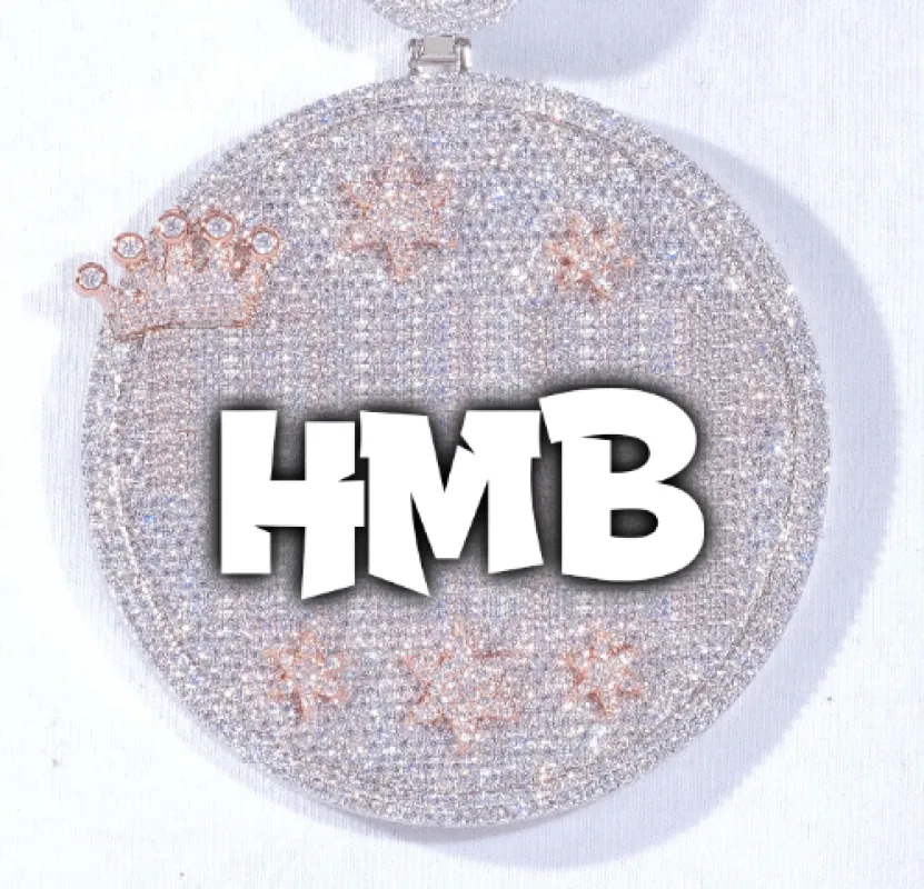 CUSTOM LETTER NECKLACE 3D BIG CROWN DISC sold by The GUU Shop