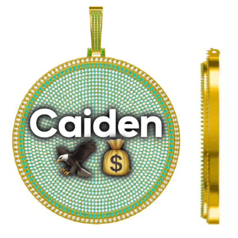 CUSTOM LETTER NECKLACE 3D BIG DISC sold by The GUU Shop