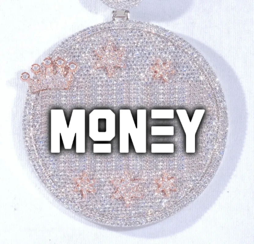 CUSTOM LETTER NECKLACE 3D BIG CROWN DISC sold by The GUU Shop