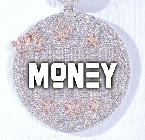 CUSTOM LETTER NECKLACE 3D BIG CROWN DISC sold by The GUU Shop