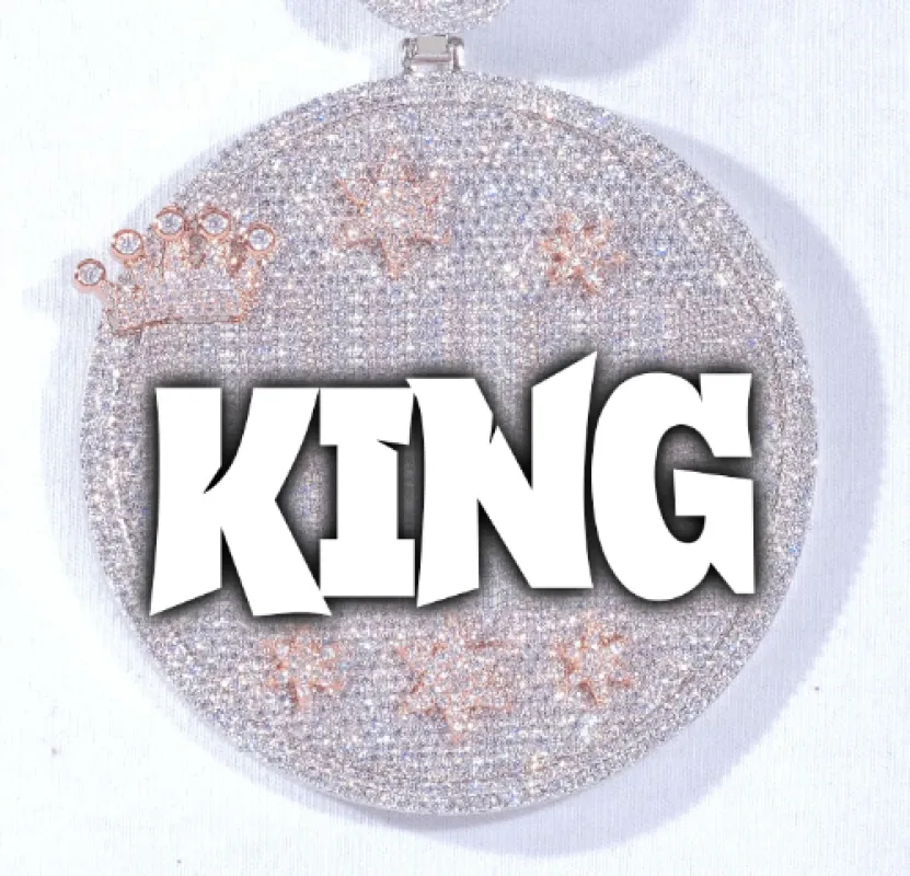 CUSTOM LETTER NECKLACE 3D BIG CROWN DISC sold by The GUU Shop