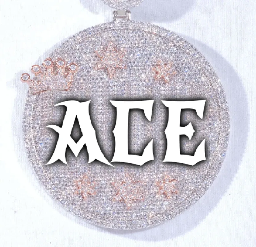 CUSTOM LETTER NECKLACE 3D BIG CROWN DISC sold by The GUU Shop