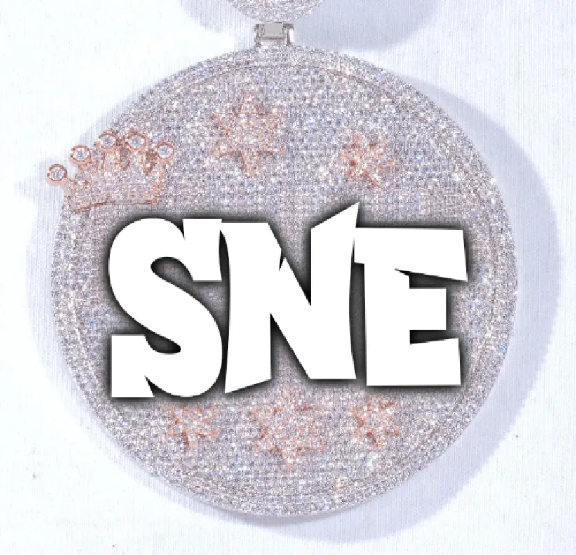 CUSTOM LETTER NECKLACE 3D BIG CROWN DISC made by The GUU Shop