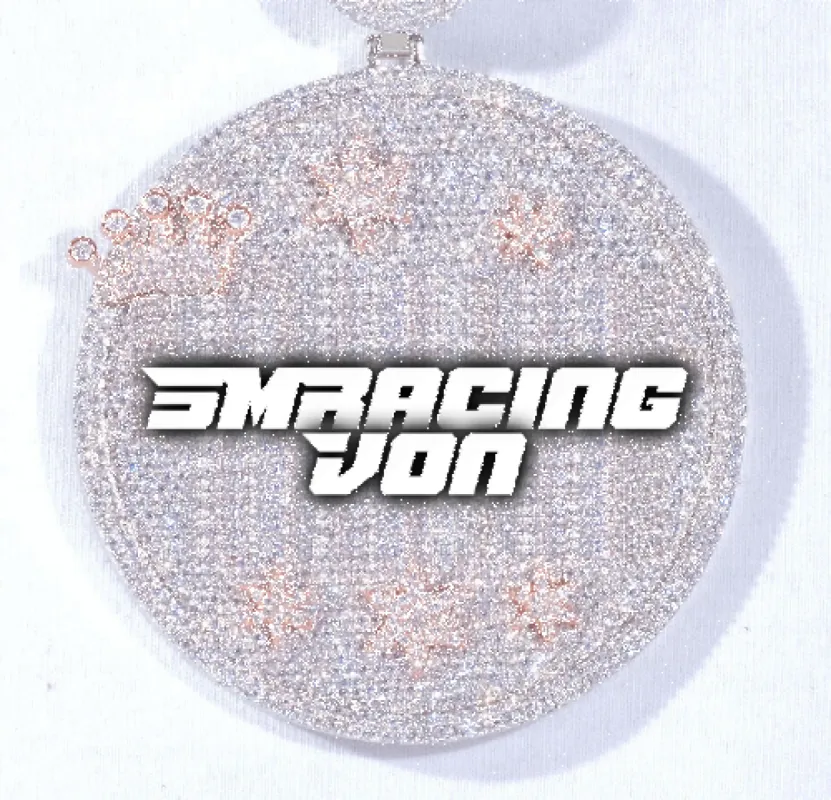 CUSTOM LETTER NECKLACE 3D BIG CROWN DISC sold by The GUU Shop