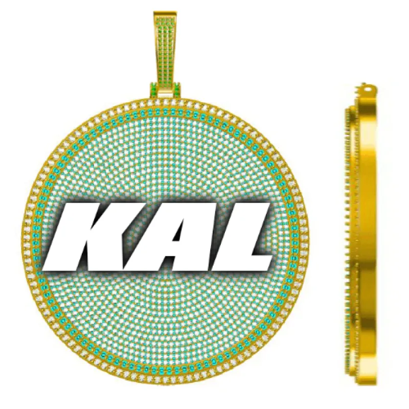 CUSTOM LETTER NECKLACE 3D BIG DISC sold by The GUU Shop