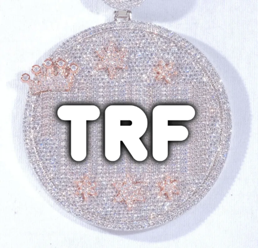 CUSTOM LETTER NECKLACE 3D BIG CROWN DISC sold by The GUU Shop