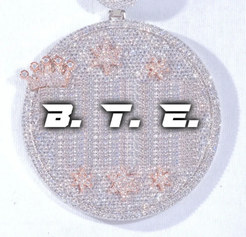 CUSTOM LETTER NECKLACE 3D BIG CROWN DISC sold by The GUU Shop