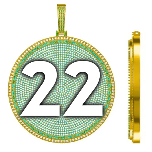 CUSTOM LETTER NECKLACE 3D BIG DISC sold by The GUU Shop