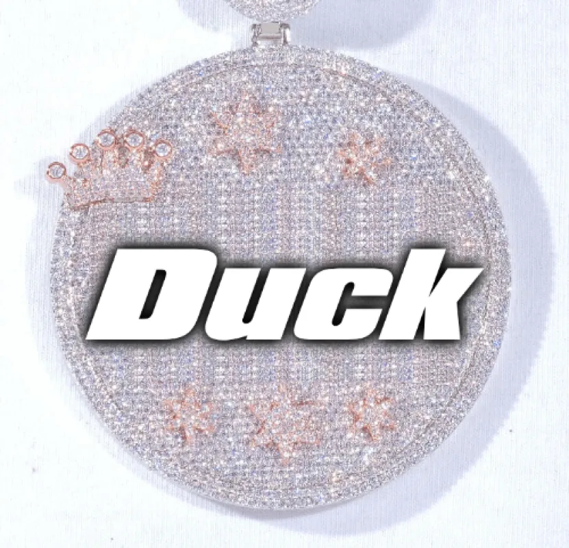 CUSTOM LETTER NECKLACE 3D BIG CROWN DISC sold by The GUU Shop