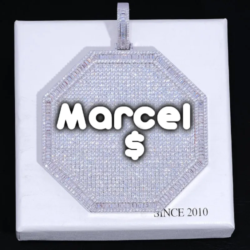 CUSTOM LETTER NECKLACE 3D BIG OCTAGON sold by The GUU Shop