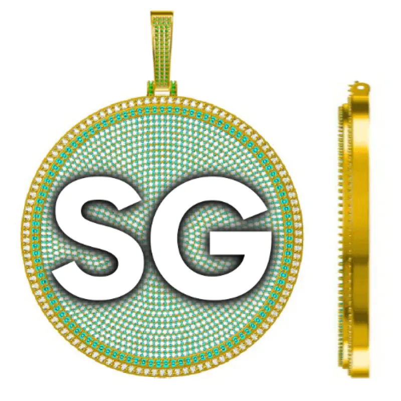 CUSTOM LETTER NECKLACE 3D BIG DISC sold by The GUU Shop