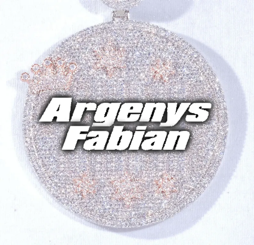 CUSTOM LETTER NECKLACE 3D BIG CROWN DISC sold by The GUU Shop