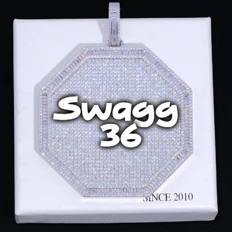 CUSTOM LETTER NECKLACE 3D BIG OCTAGON sold by The GUU Shop