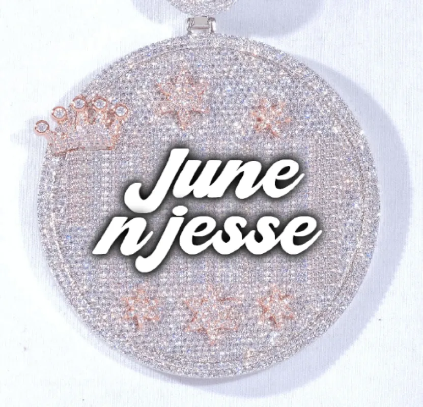 CUSTOM LETTER NECKLACE 3D BIG CROWN DISC sold by The GUU Shop