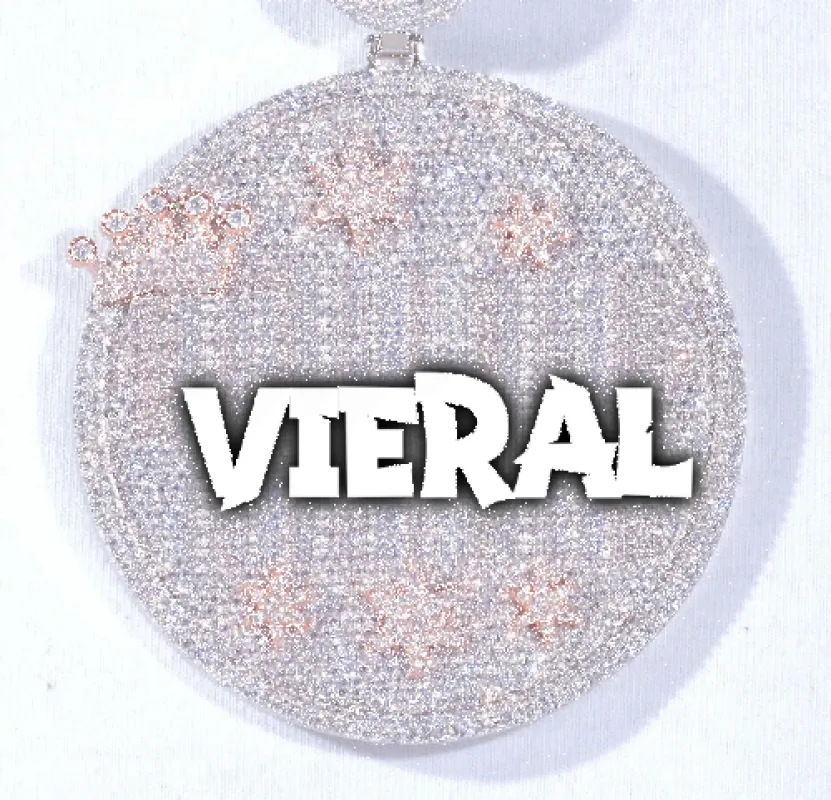 CUSTOM LETTER NECKLACE 3D BIG CROWN DISC sold by The GUU Shop