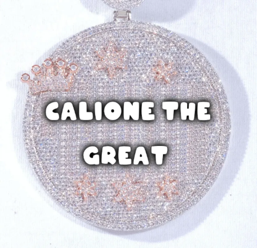 CUSTOM LETTER NECKLACE 3D BIG CROWN DISC sold by The GUU Shop