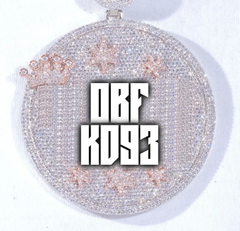 CUSTOM LETTER NECKLACE 3D BIG CROWN DISC sold by The GUU Shop