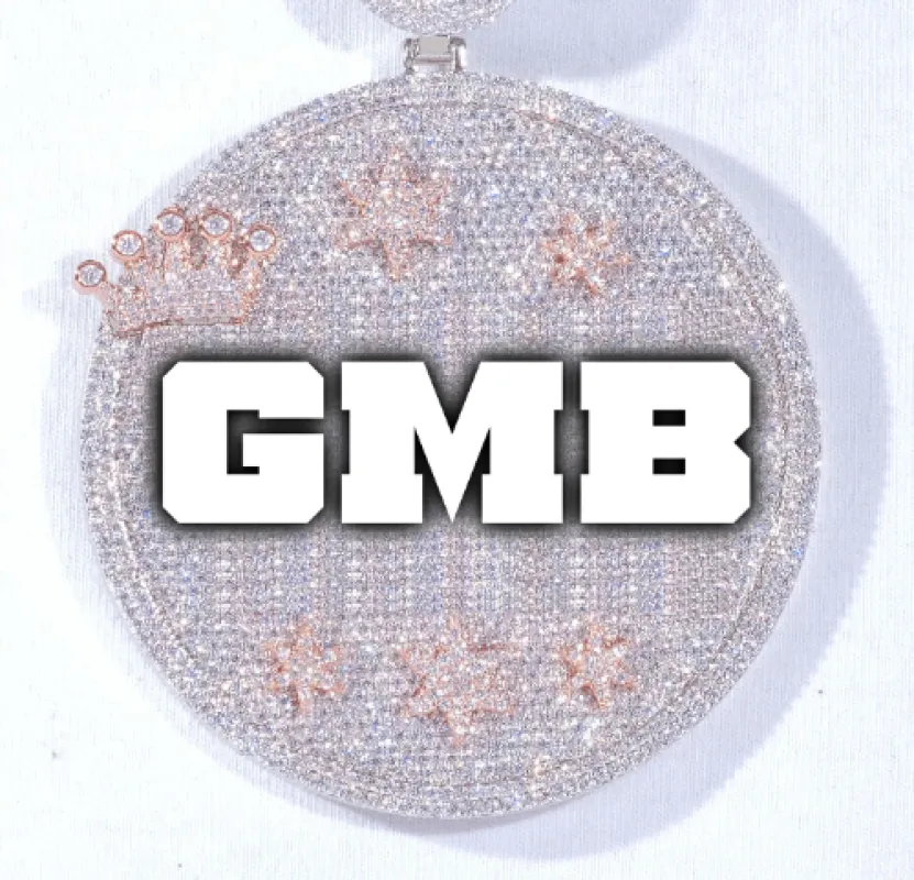 CUSTOM LETTER NECKLACE 3D BIG CROWN DISC sold by The GUU Shop