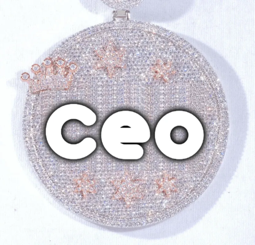 CUSTOM LETTER NECKLACE 3D BIG CROWN DISC sold by The GUU Shop