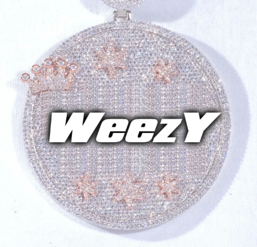 CUSTOM LETTER NECKLACE 3D BIG CROWN DISC sold by The GUU Shop