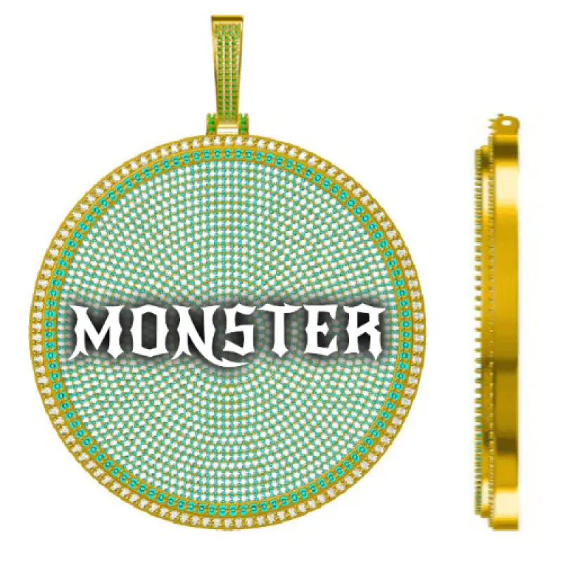 CUSTOM LETTER NECKLACE 3D BIG DISC sold by The GUU Shop