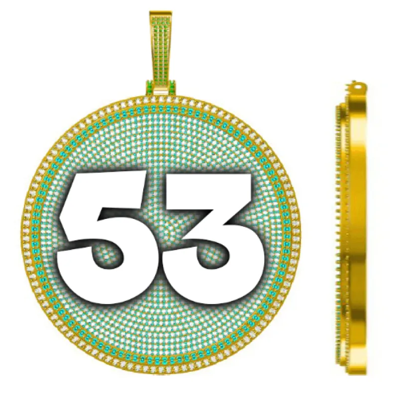 CUSTOM LETTER NECKLACE 3D BIG DISC sold by The GUU Shop