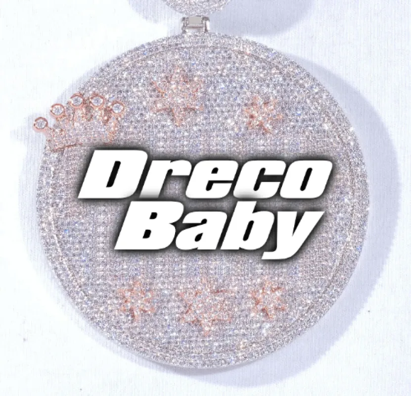 CUSTOM LETTER NECKLACE 3D BIG CROWN DISC sold by The GUU Shop