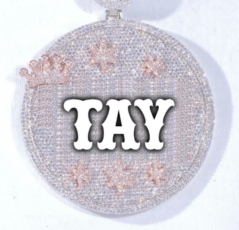 CUSTOM LETTER NECKLACE 3D BIG CROWN DISC sold by The GUU Shop