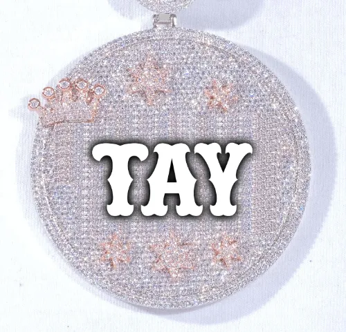 CUSTOM LETTER NECKLACE 3D BIG CROWN DISC sold by The GUU Shop