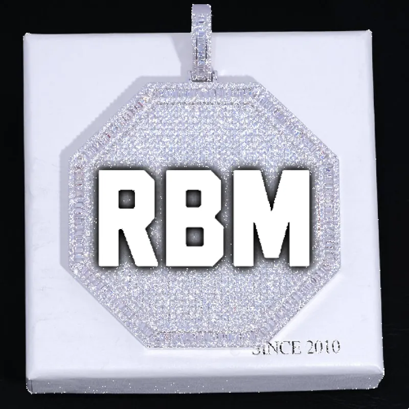 CUSTOM LETTER NECKLACE 3D BIG OCTAGON sold by The GUU Shop