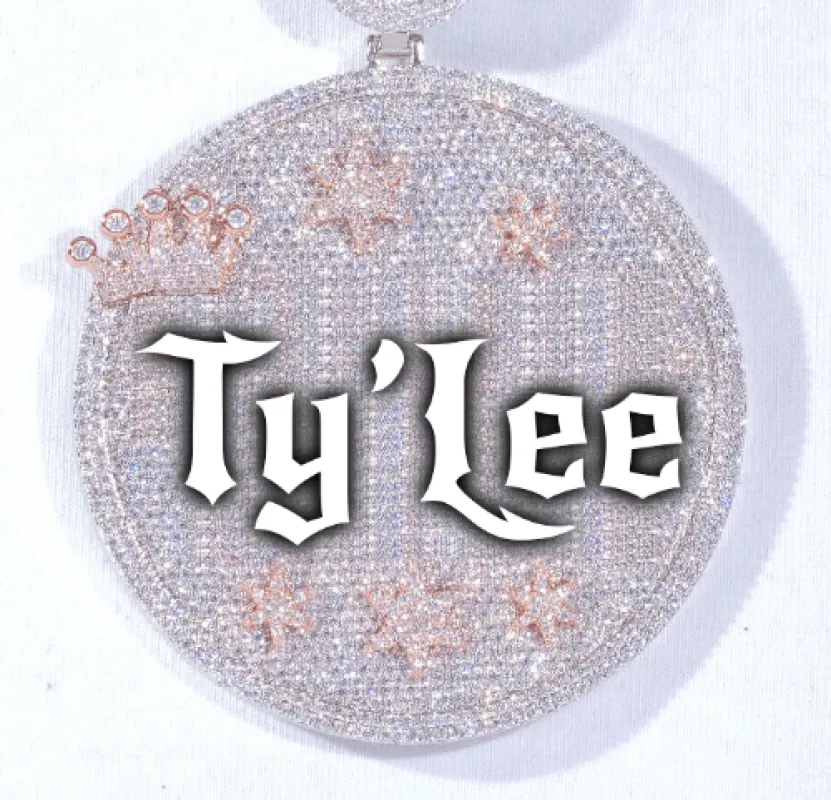 CUSTOM LETTER NECKLACE 3D BIG CROWN DISC sold by The GUU Shop