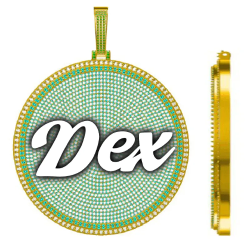 CUSTOM LETTER NECKLACE 3D BIG DISC sold by The GUU Shop