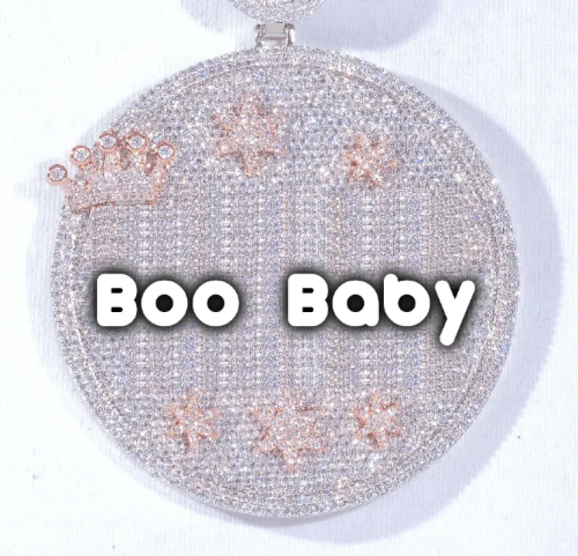 CUSTOM LETTER NECKLACE 3D BIG CROWN DISC sold by The GUU Shop