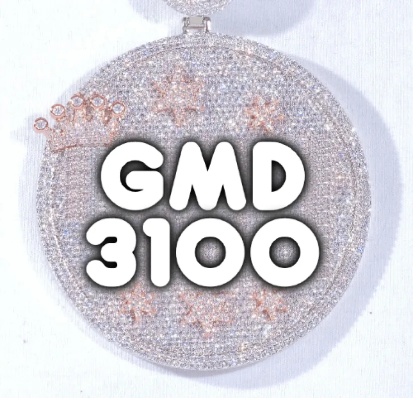 CUSTOM LETTER NECKLACE 3D BIG CROWN DISC sold by The GUU Shop