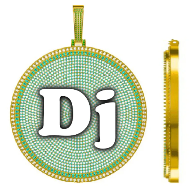 CUSTOM LETTER NECKLACE 3D BIG DISC sold by The GUU Shop