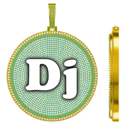 CUSTOM LETTER NECKLACE 3D BIG DISC sold by The GUU Shop