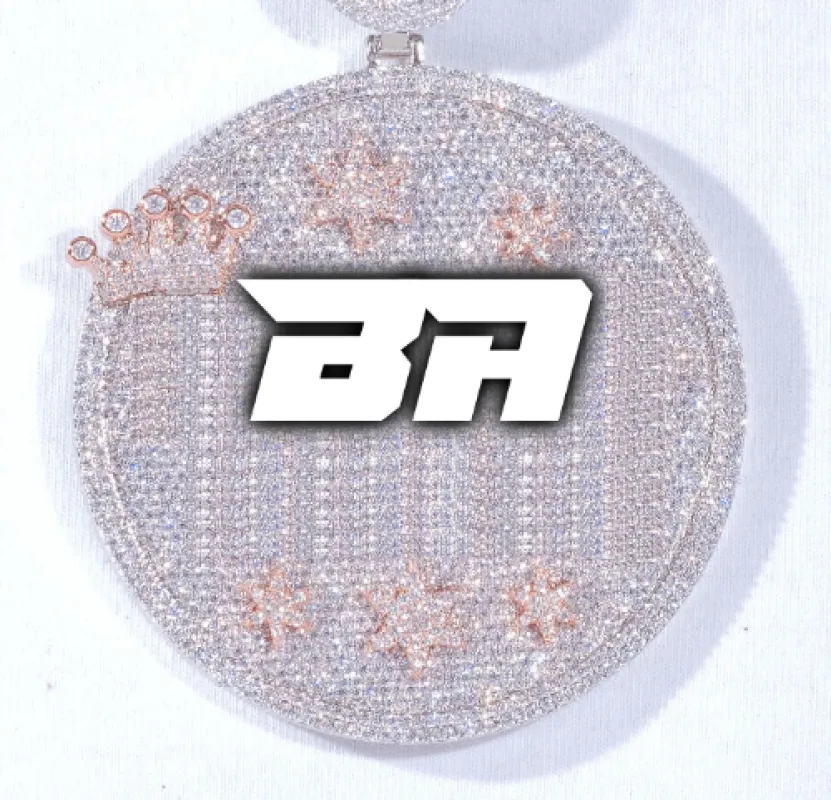 CUSTOM LETTER NECKLACE 3D BIG CROWN DISC sold by The GUU Shop