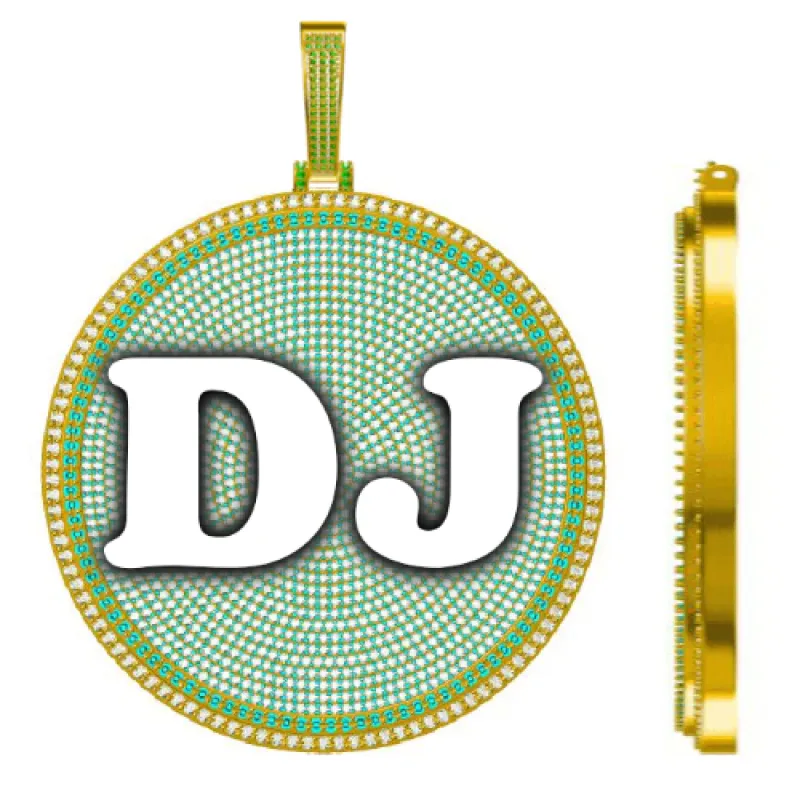 CUSTOM LETTER NECKLACE 3D BIG DISC sold by The GUU Shop