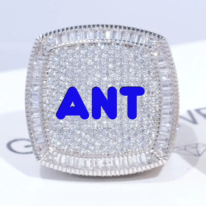 CUSTOM LETTER 3D ICED RING sold by The GUU Shop