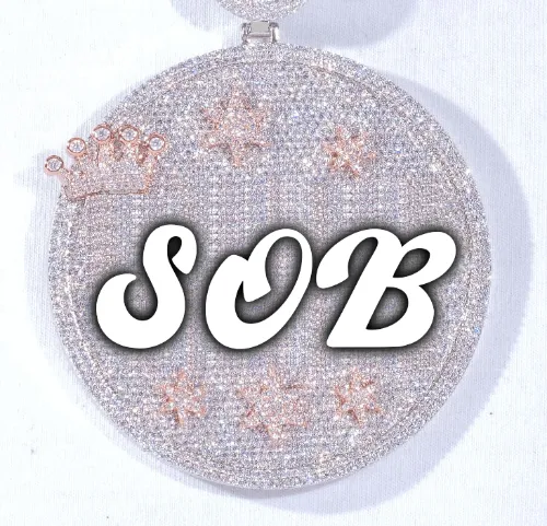 CUSTOM LETTER NECKLACE 3D BIG CROWN DISC sold by The GUU Shop