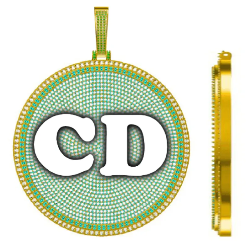 CUSTOM LETTER NECKLACE 3D BIG DISC sold by The GUU Shop