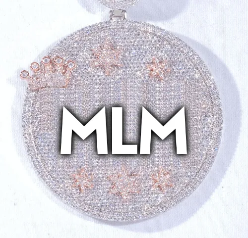CUSTOM LETTER NECKLACE 3D BIG CROWN DISC sold by The GUU Shop