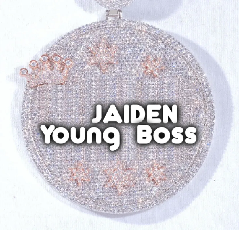 CUSTOM LETTER NECKLACE 3D BIG CROWN DISC sold by The GUU Shop