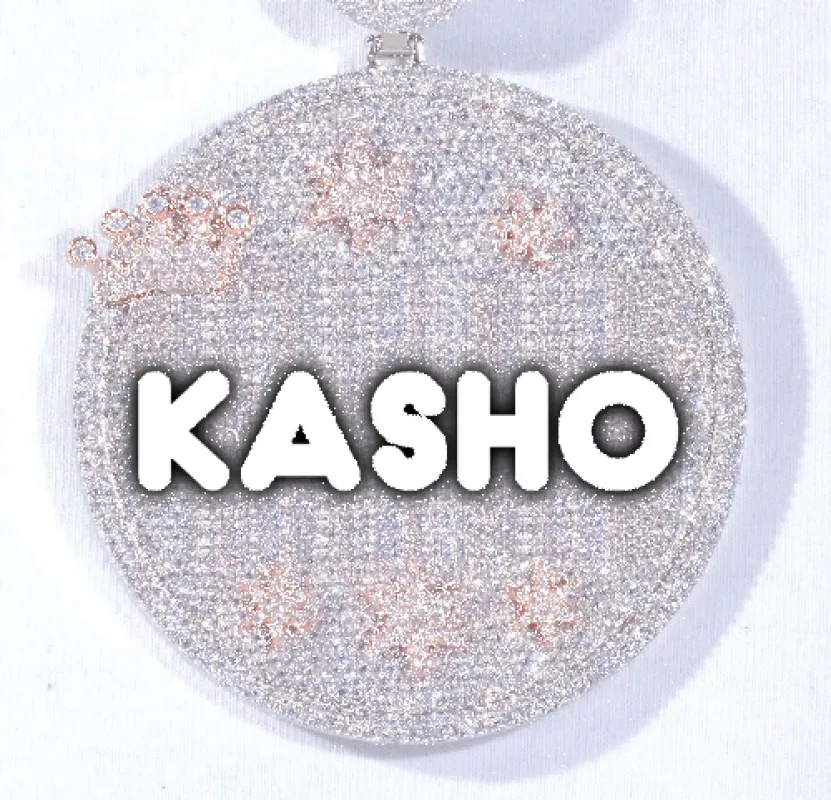 CUSTOM LETTER NECKLACE 3D BIG CROWN DISC sold by The GUU Shop