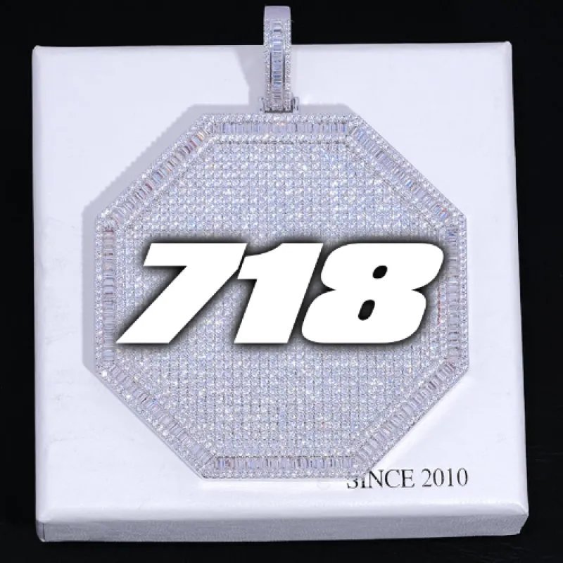 CUSTOM LETTER NECKLACE 3D BIG OCTAGON sold by The GUU Shop