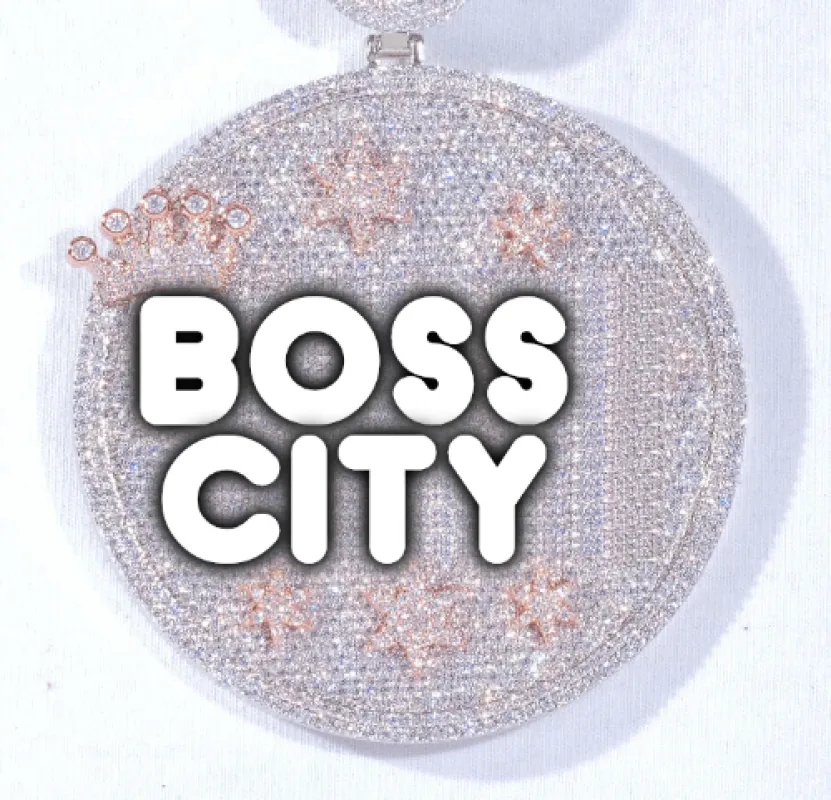 CUSTOM LETTER NECKLACE 3D BIG CROWN DISC made by The GUU Shop