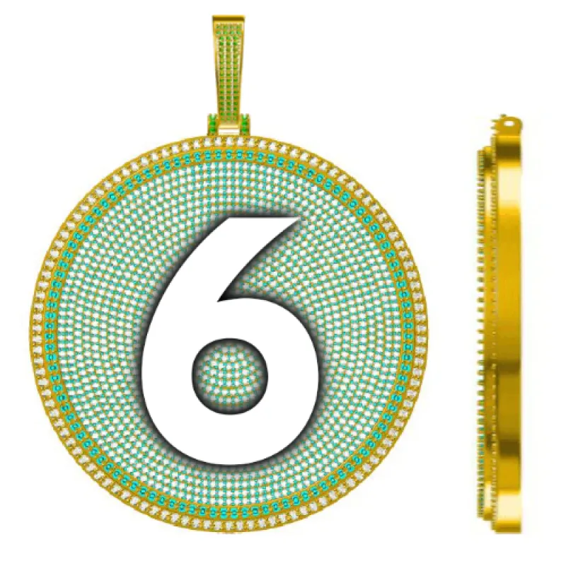 CUSTOM LETTER NECKLACE 3D BIG DISC sold by The GUU Shop