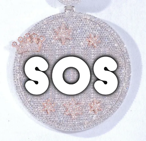 CUSTOM LETTER NECKLACE 3D BIG CROWN DISC sold by The GUU Shop